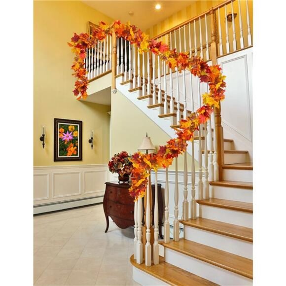 4 Packs Fall Garland Maple Leaf, 5.9Ft/Pieces Fall Leaves Garland - Picture 2 of 7